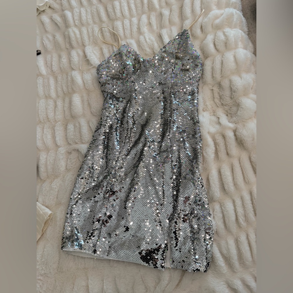 Princess Polly Glittering Silver Mini Dress